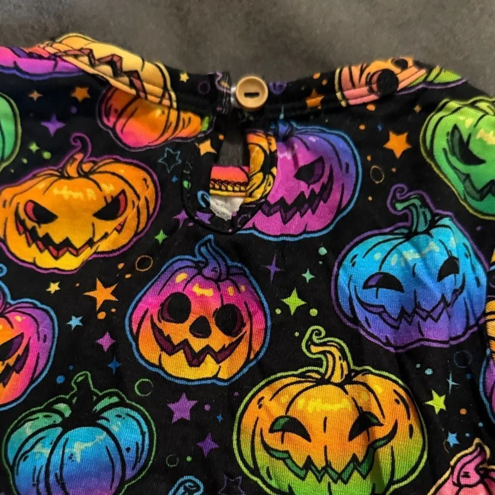 Colorful Pumpkin Print Kids Halloween Costume